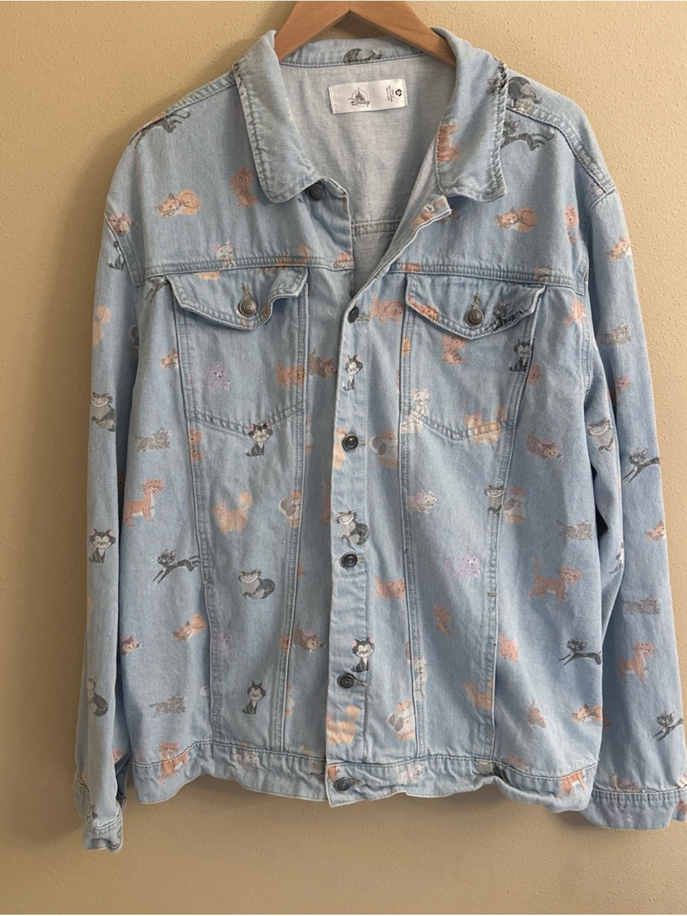 Disney Cats Light Denim Jean Jacke Disney Adult  XL Disney World Disneyland